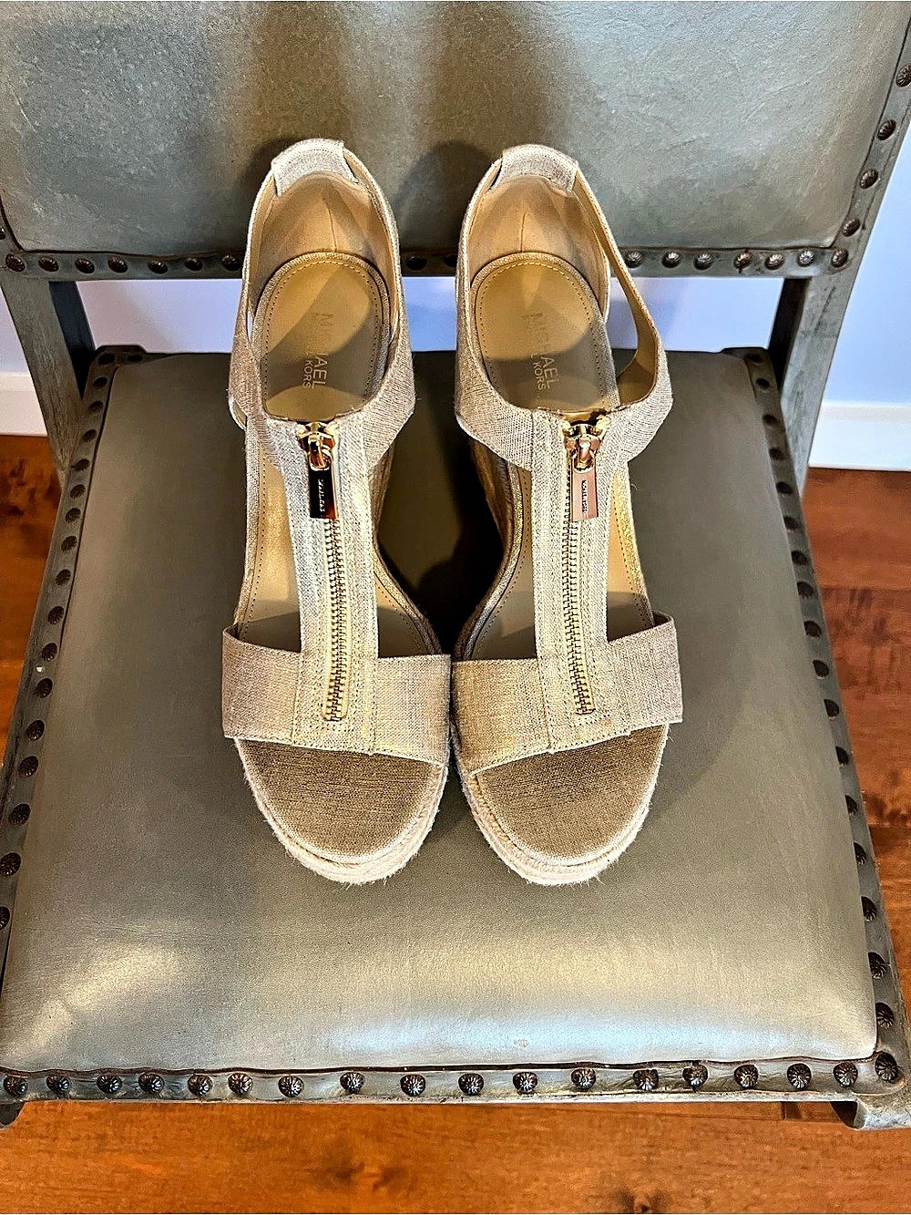 Michael Kors Berkley Espadrille Wedge Gold Wedge Sandals